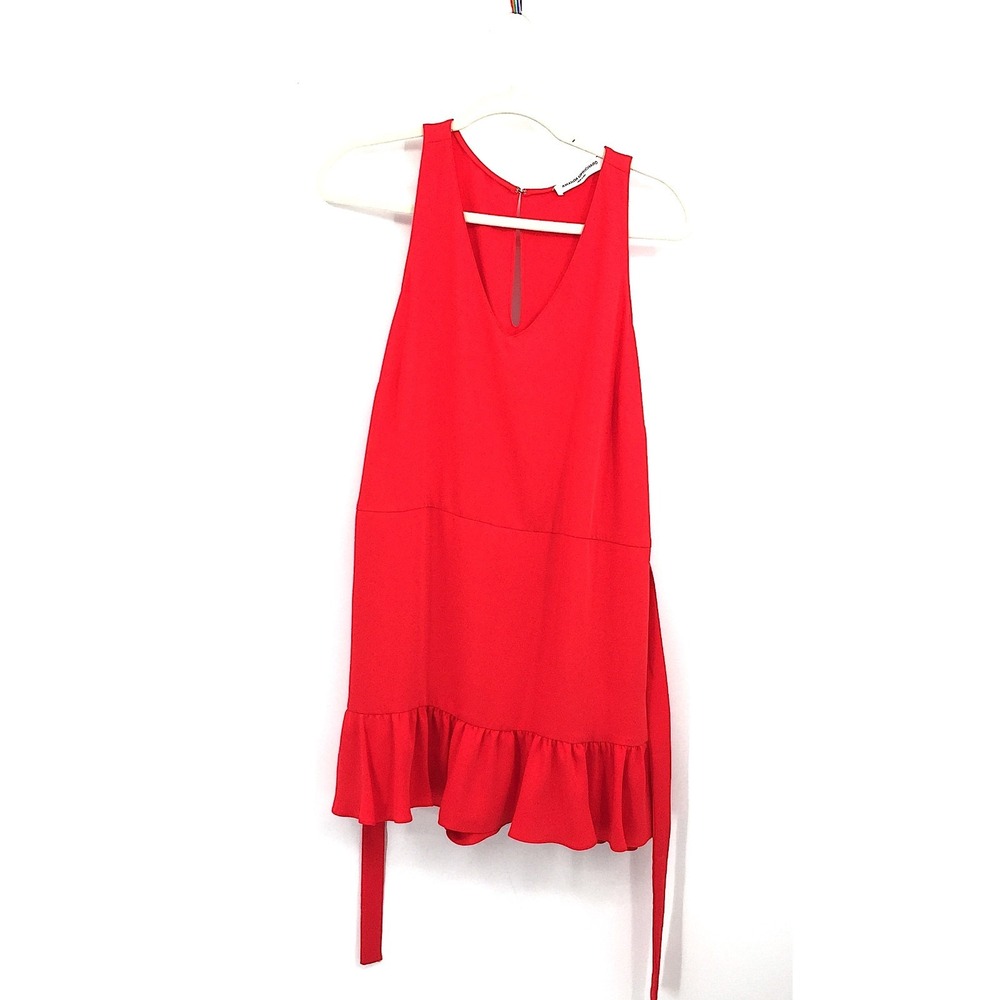 Amanda Uprichard Carrie red flounce mini dress romper red chic revolve feminine
